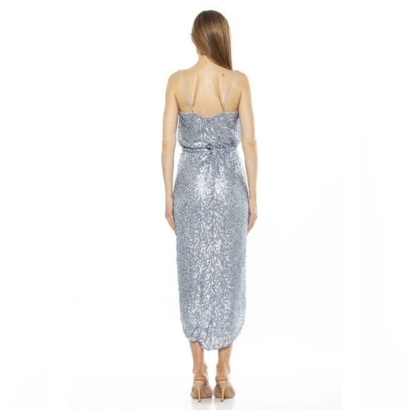 New ALEXIA ADMOR Hailey Sequin High-Low Dress in Halogen blue Size 6 - Picture 3 of 8